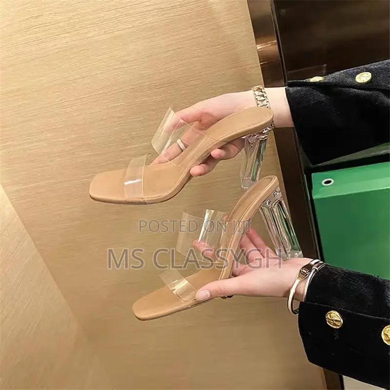 PVC Jelly Slippers Open Toe High Heels Transparent Sandals