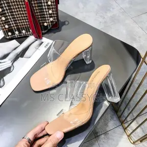 PVC Jelly Slippers Open Toe High Heels Transparent Sandals