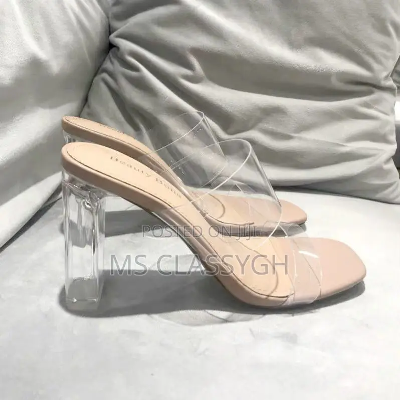 PVC Jelly Slippers Open Toe High Heels Transparent Sandals