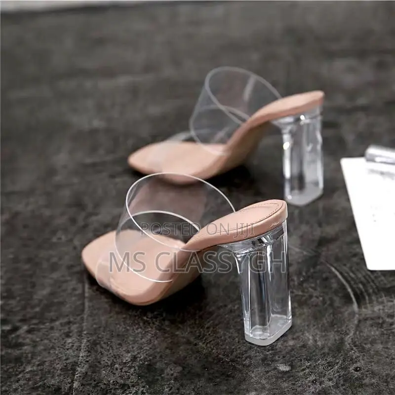 PVC Jelly Slippers Open Toe High Heels Transparent Sandals
