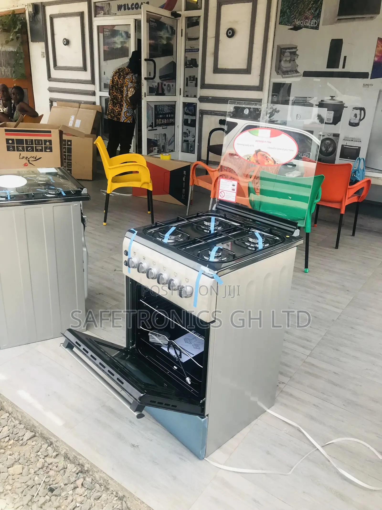 Gray 4 Gas Cooker Oven With Grill Volcano New Line 50x60