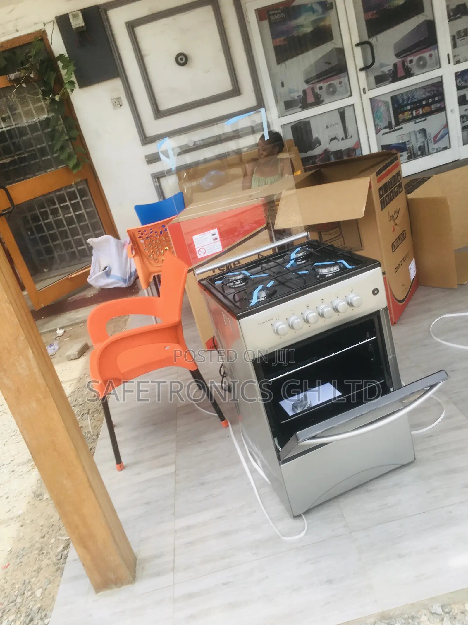 50x50 Oven With Grill Volcano Gray 4 Gas Cooker