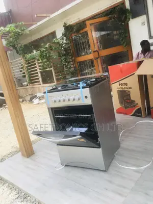 Gray Oven With Grill Volcano 4 Gas Cooker Glass Lid