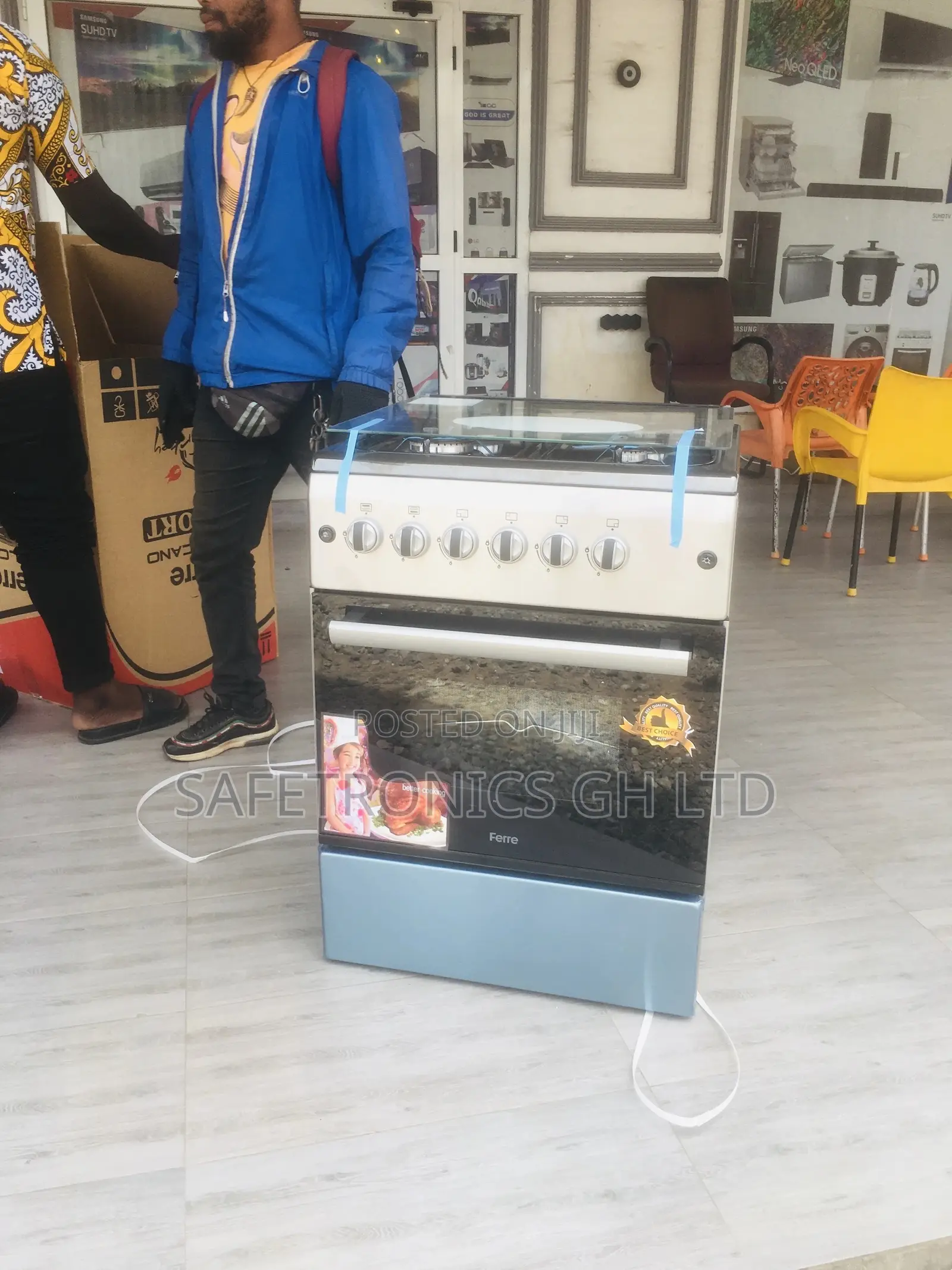 Ferre 4 Gas Cooker Oven With Grill Glass Lid 60x60