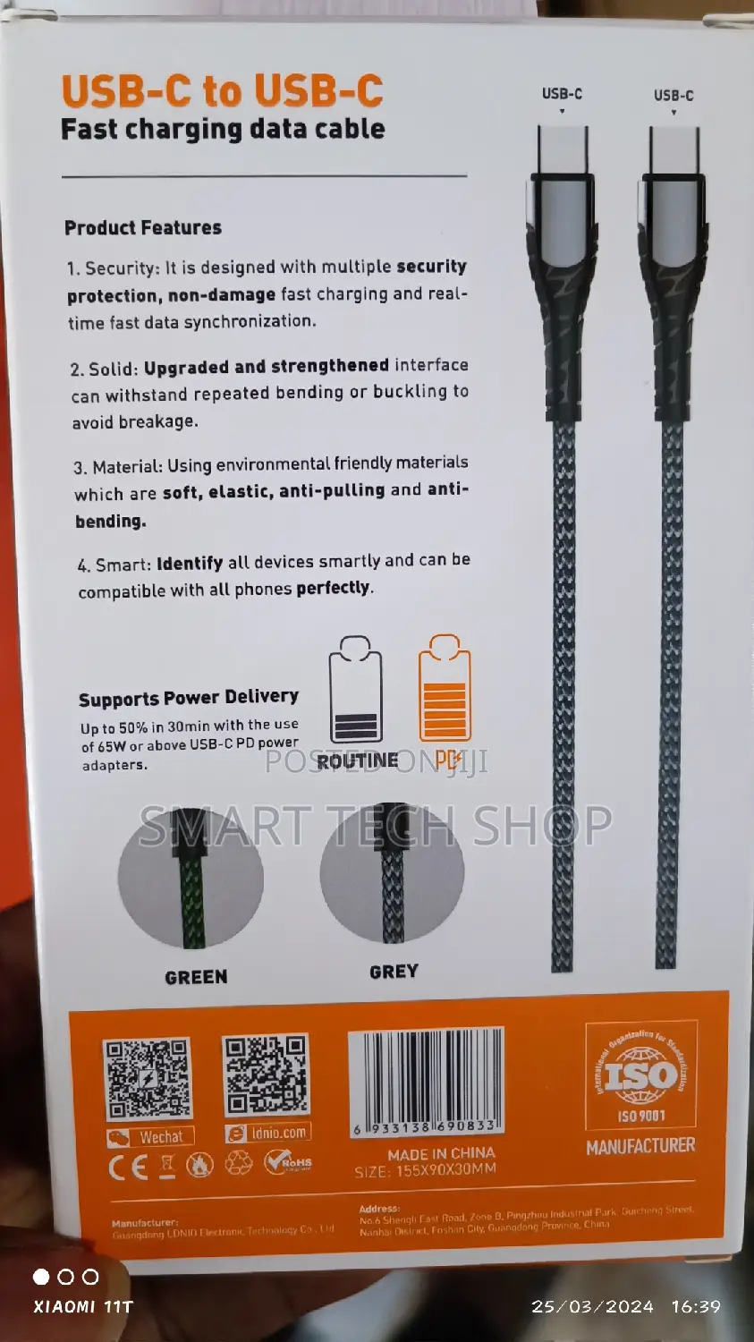 Original LDNIO LC11230W 2M Fast Charging Usb Cable 2A Type C