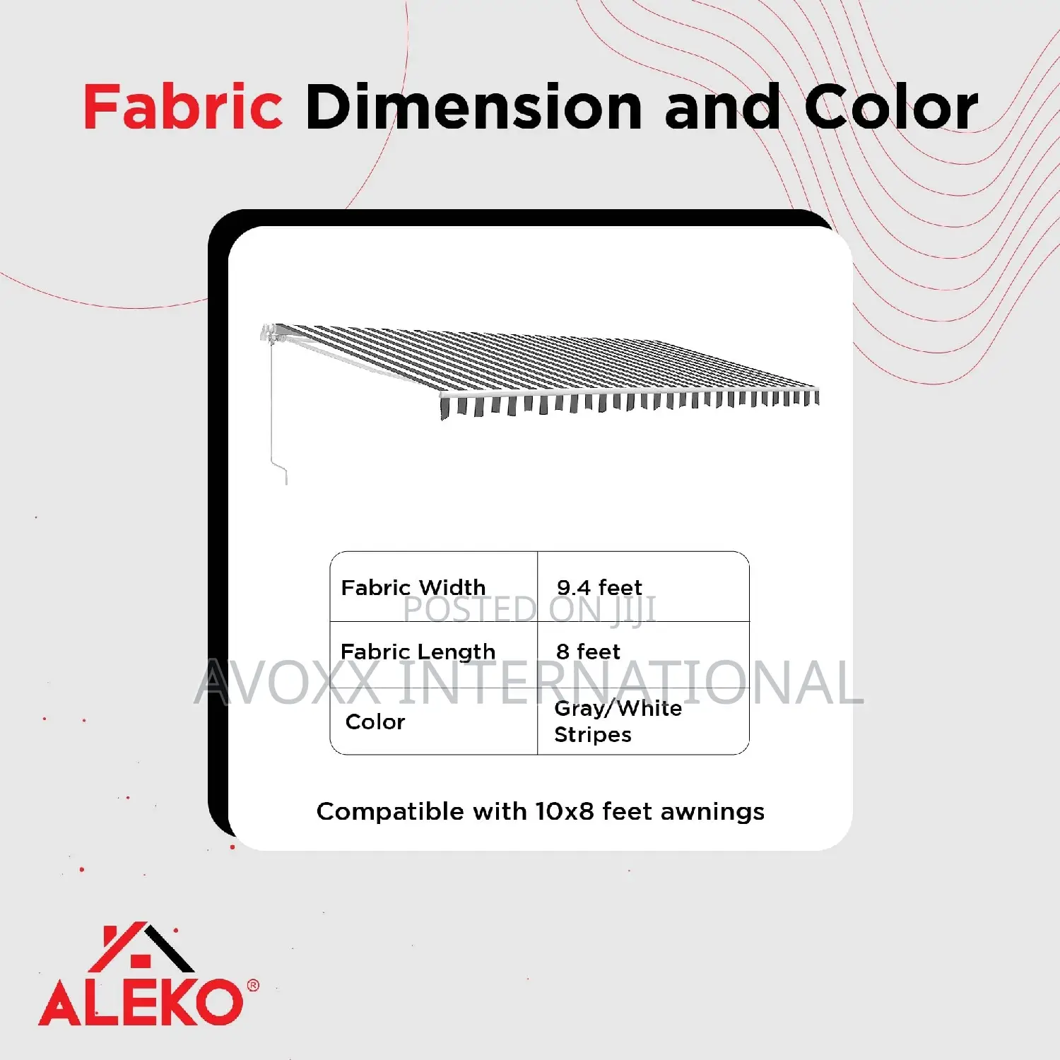 Aleko 36 Fabric Awning Replacement for Retractable Patio