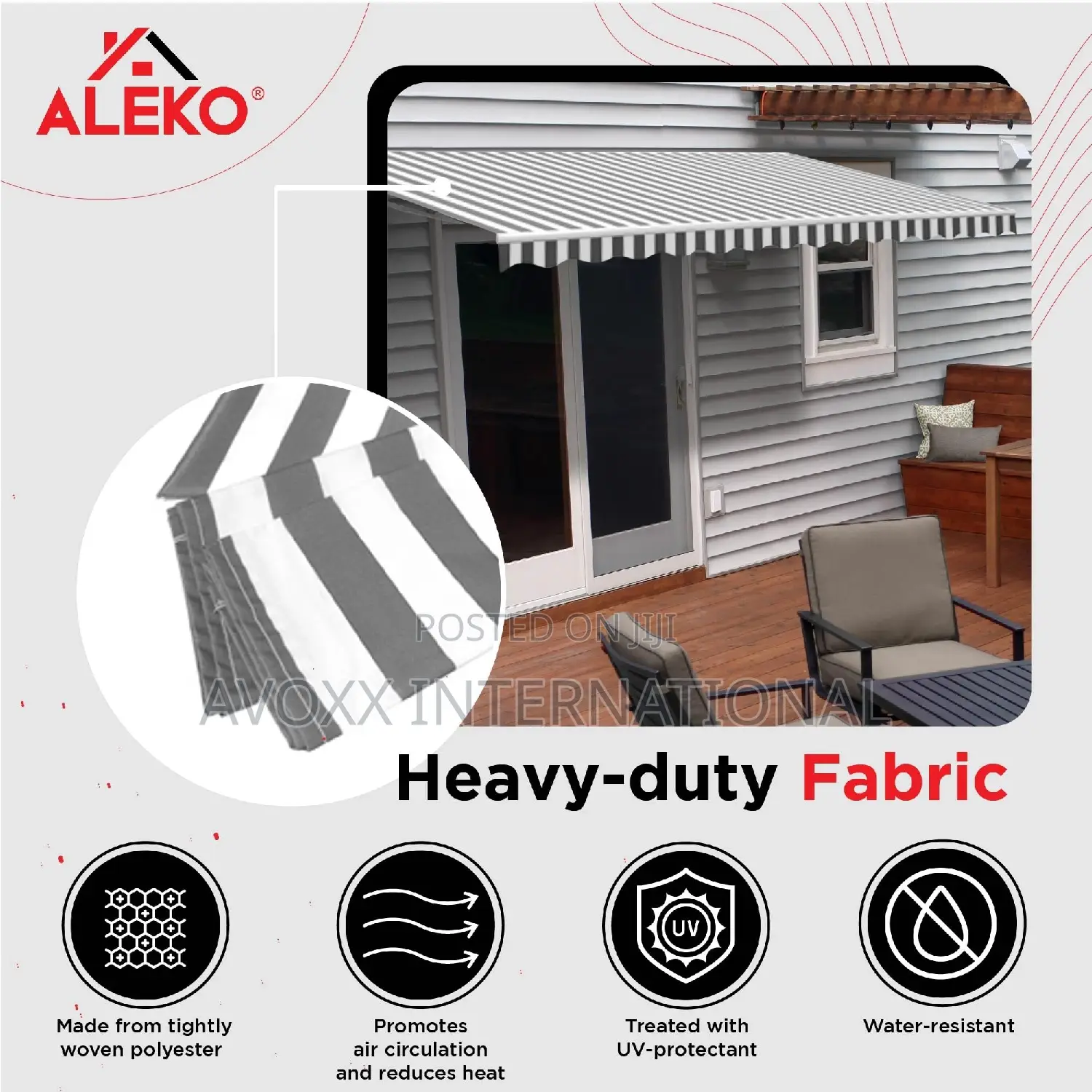 Aleko 36 Fabric Awning Replacement for Retractable Patio