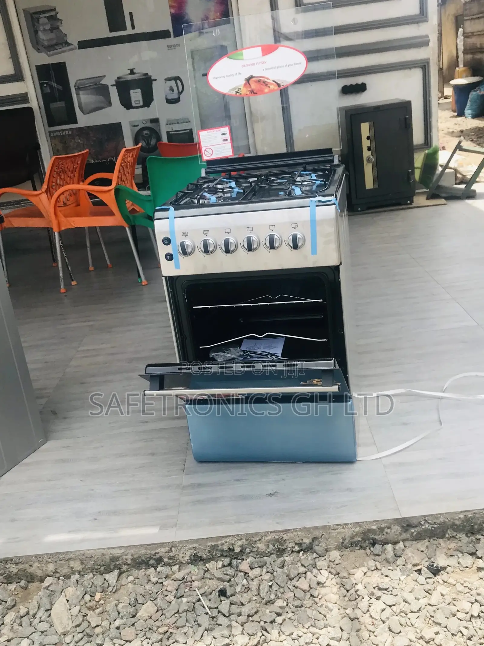 50x60 Oven With Grill Volcano Gray Glass Lid 4 Gas Cooker