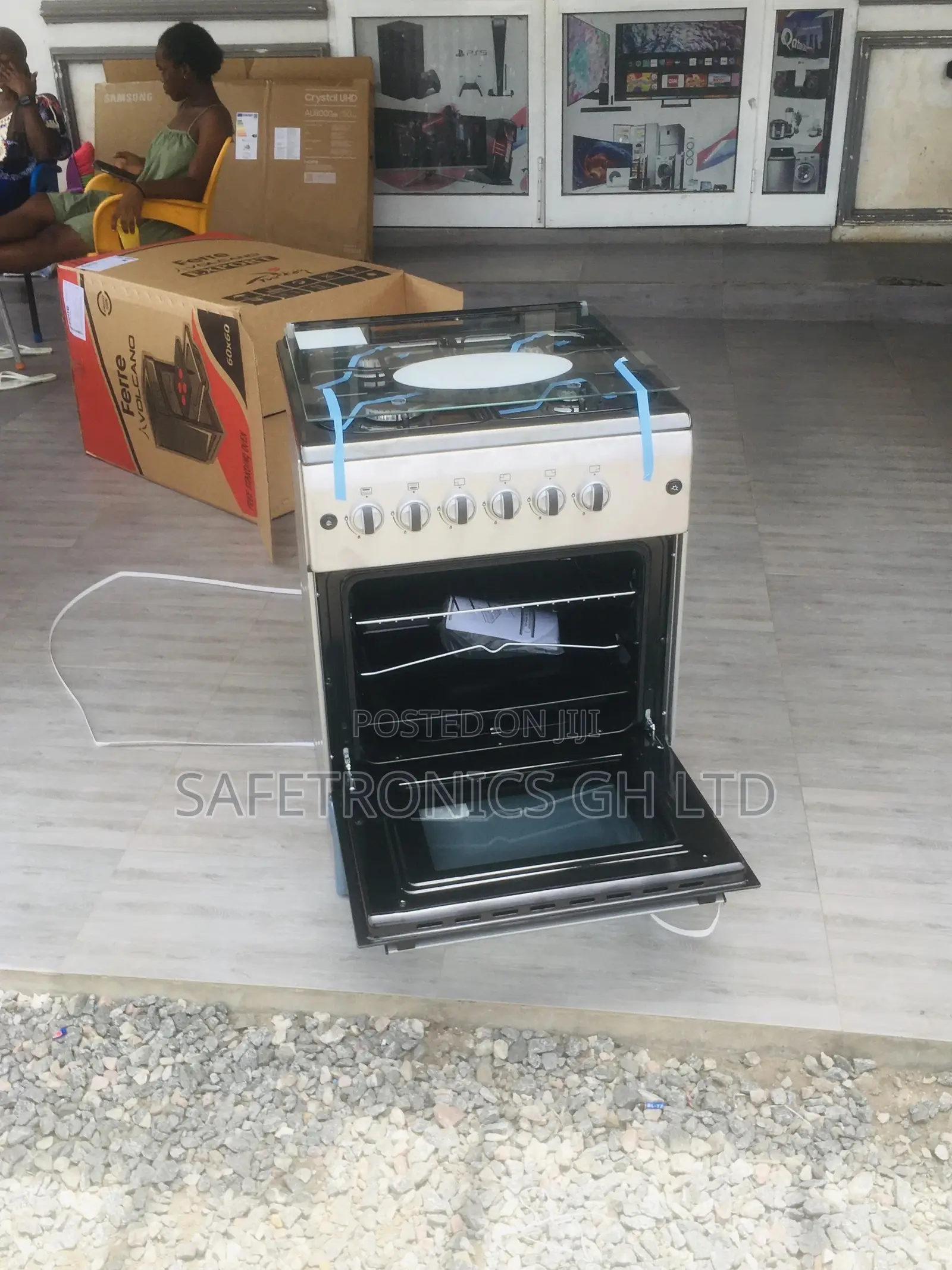 Oven With Grill Ferre Glass Lid Gray 60x60 4 Gas Cooker