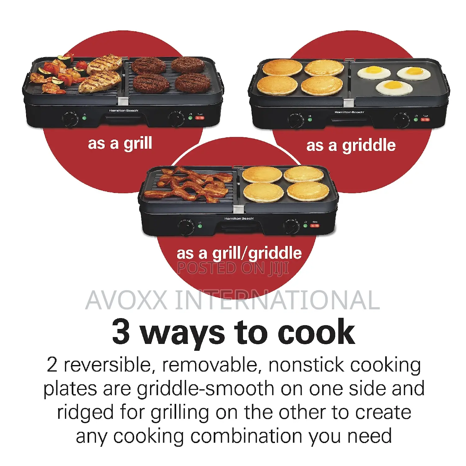 Hamilton Beach 3-in-1 Electric Indoor Grill + Griddle