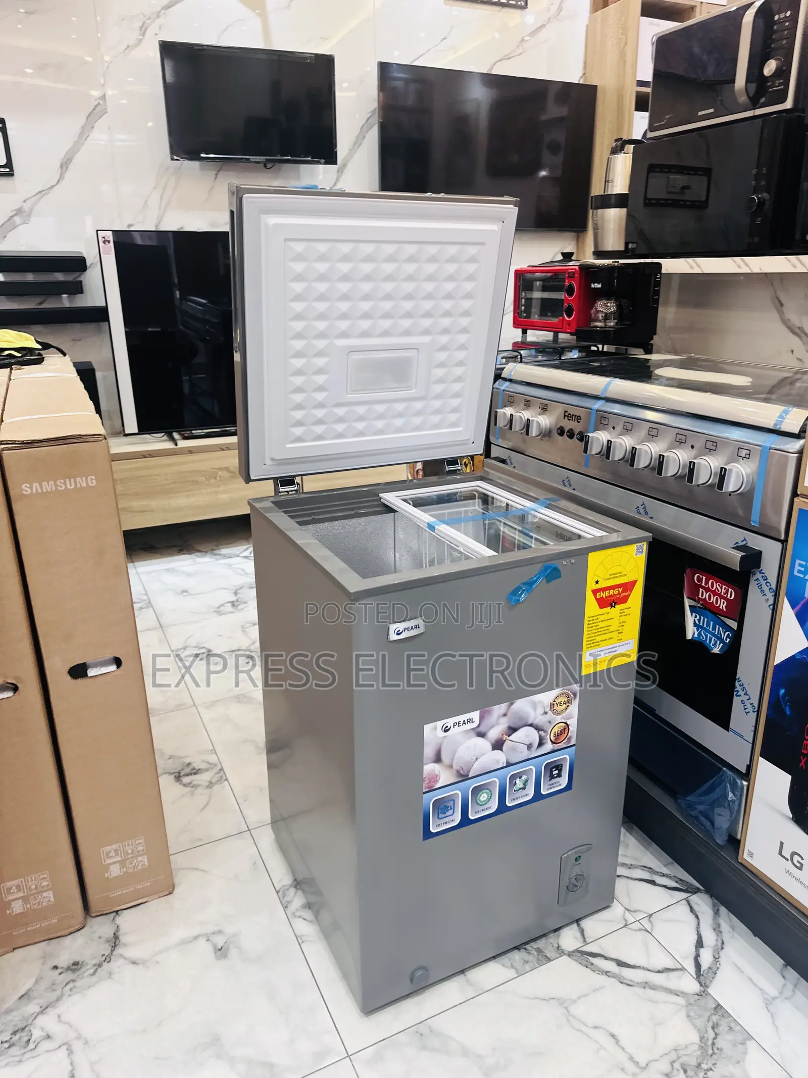 Zealous Chest Freezer Single Door Freezer 100L Grey