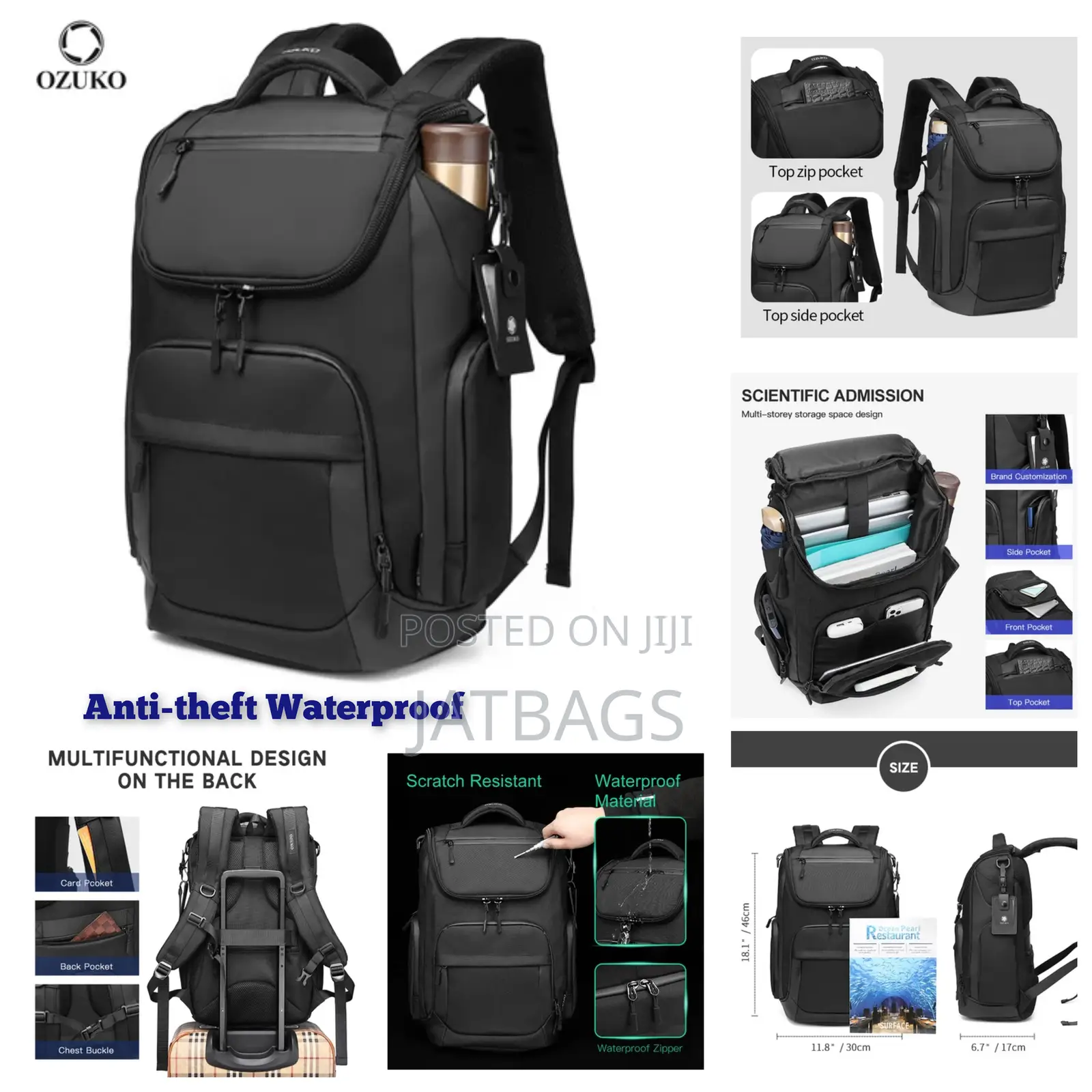 Ozuko Mochilas Waterproof Laptop Backpack (Free Delivery)