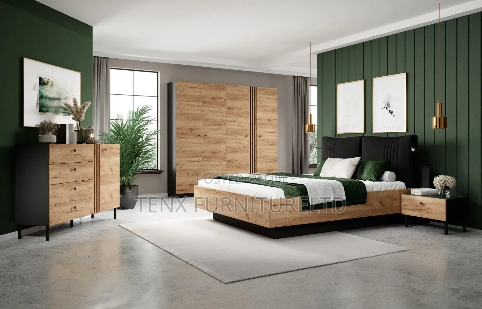 King-Size /Queen-Size Bedroom Set ( Wardrobe Bedside Table)