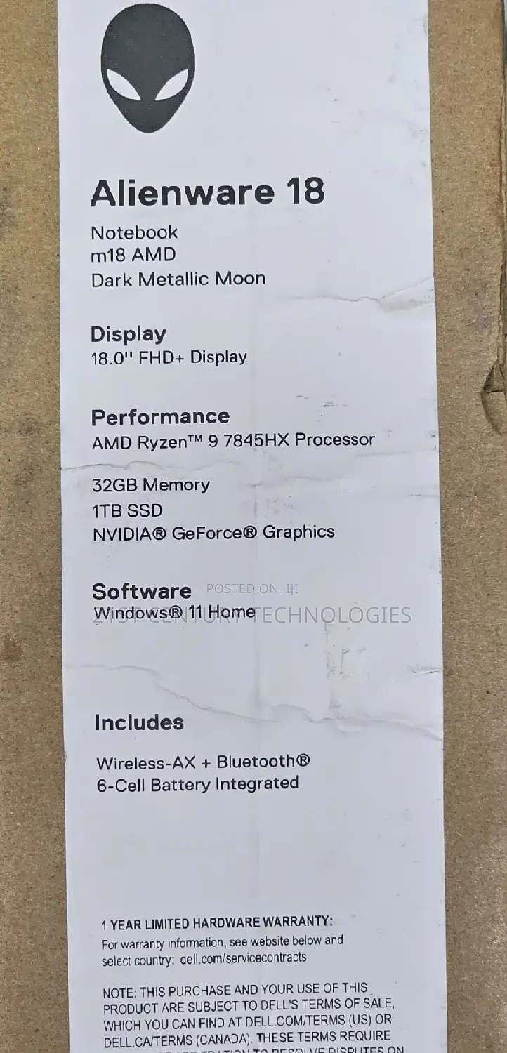 New Laptop Dell Allienware M18 R1 32GB AMD Ryzen SSD 1T