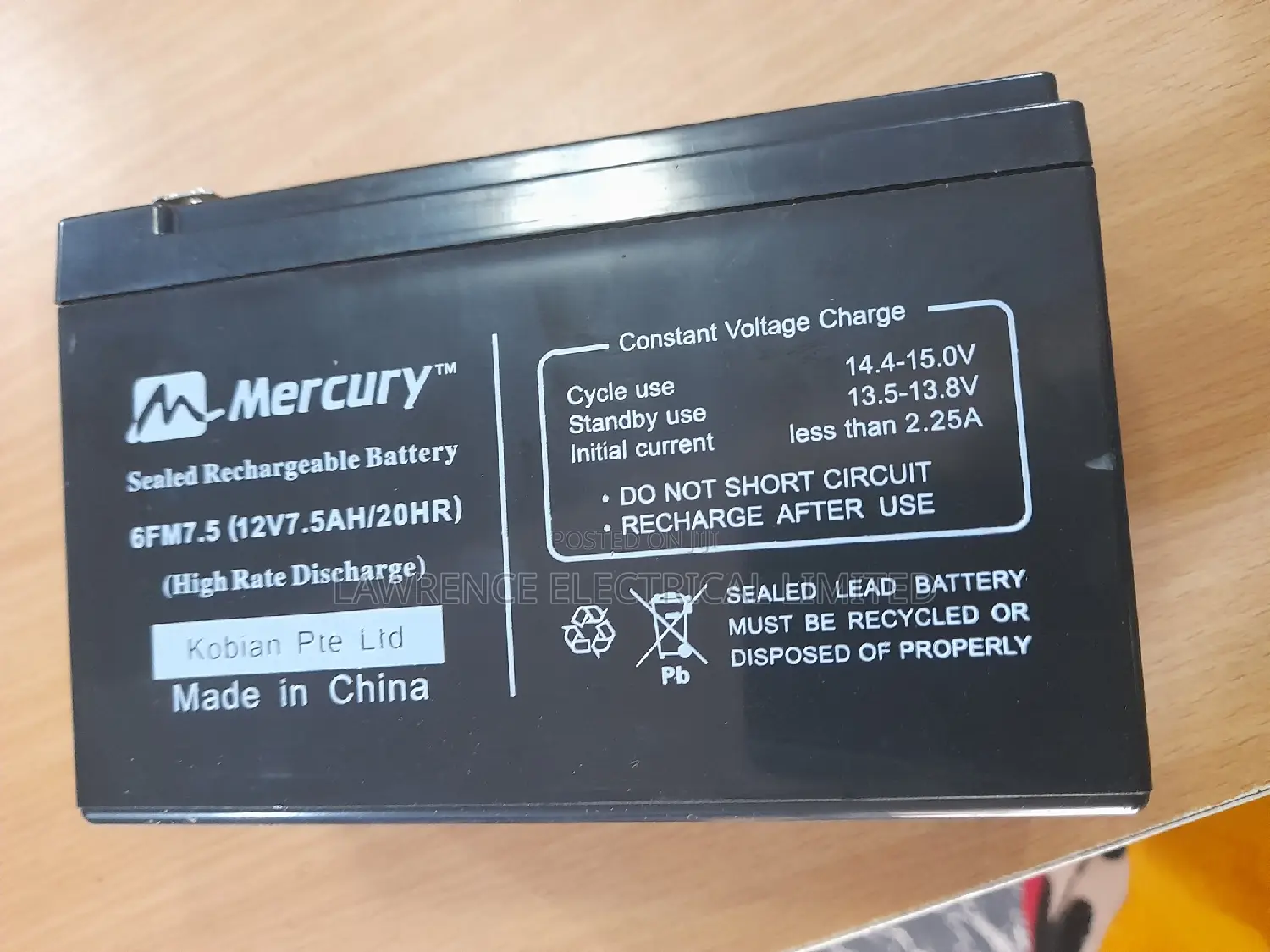 Sealed Lead Battery (7-5ah/20hr)