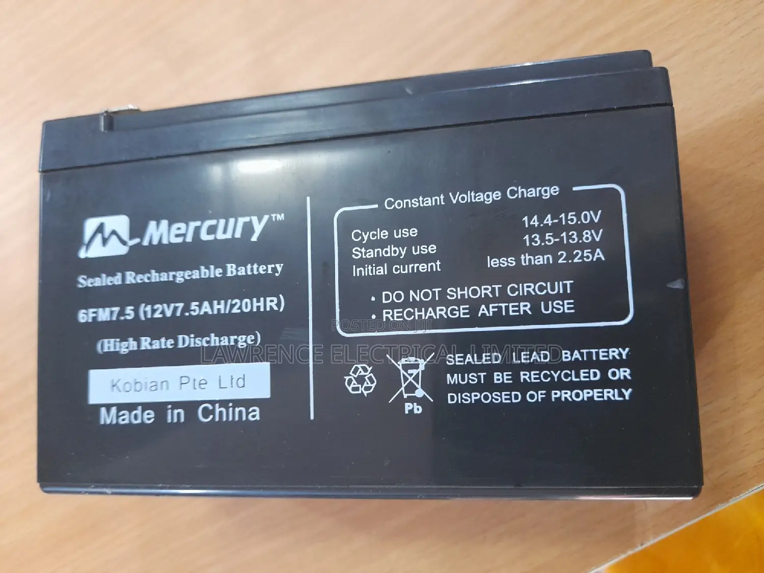Sealed Lead Battery (7-5ah/20hr)