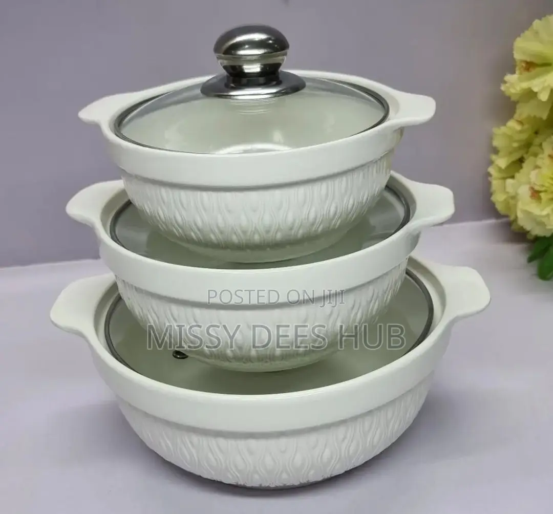 3pcs Embossed Cover Bowl Set
