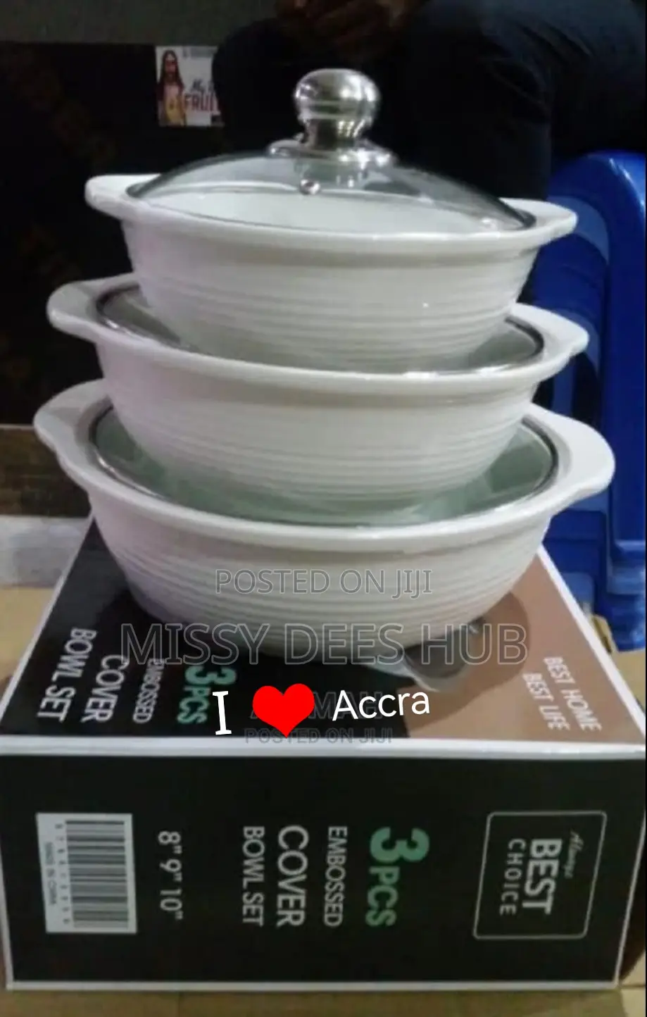 3pcs Embossed Cover Bowl Set