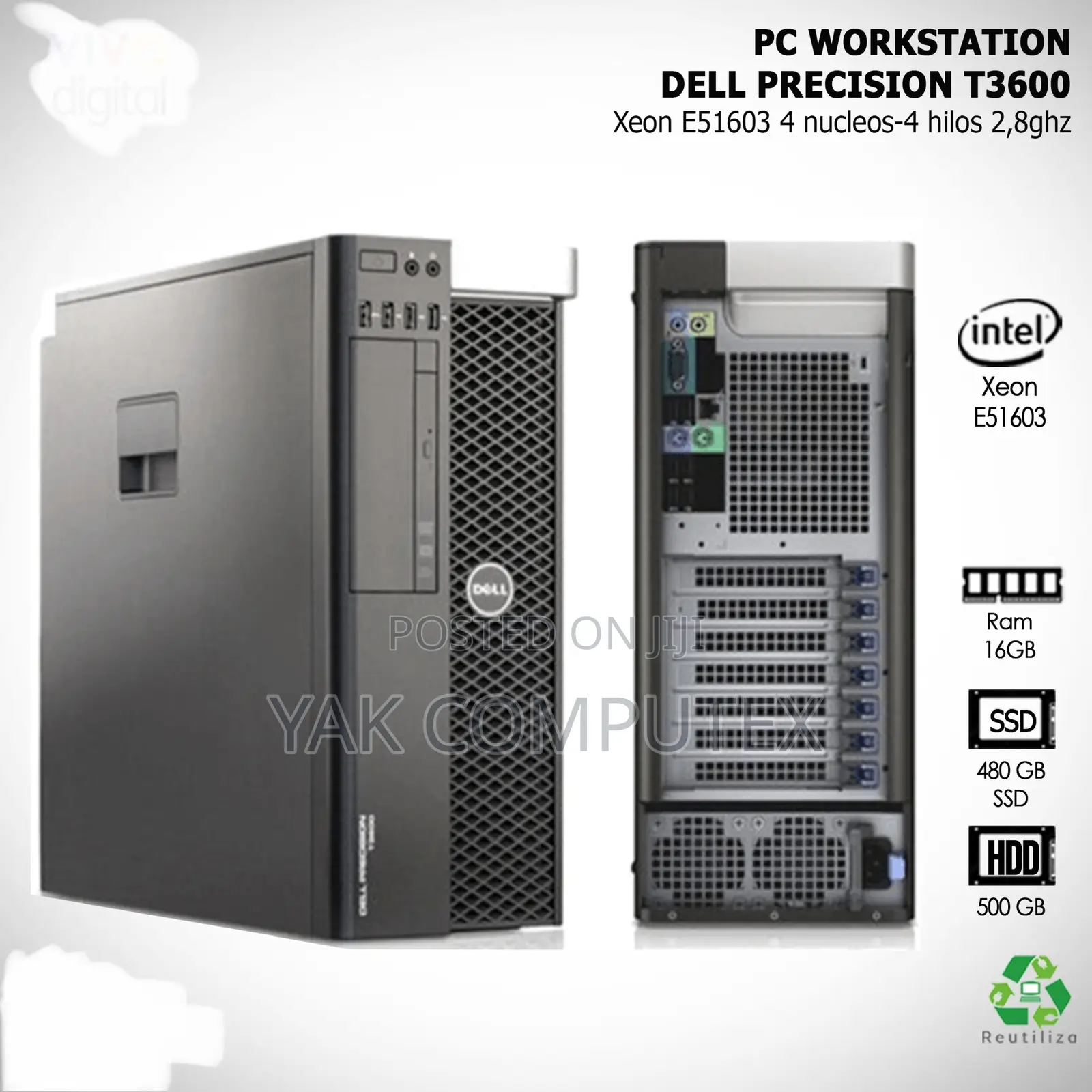 Desktop Computer Dell Precision 3000 32GB Intel Xeon HDD+SSD 1.5T
