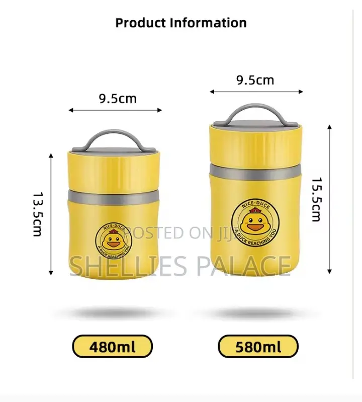 New Cute Duck Design Yellow Color 480ml And 580ml Stainless