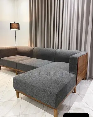 L Shape Sofa With Carved Wood