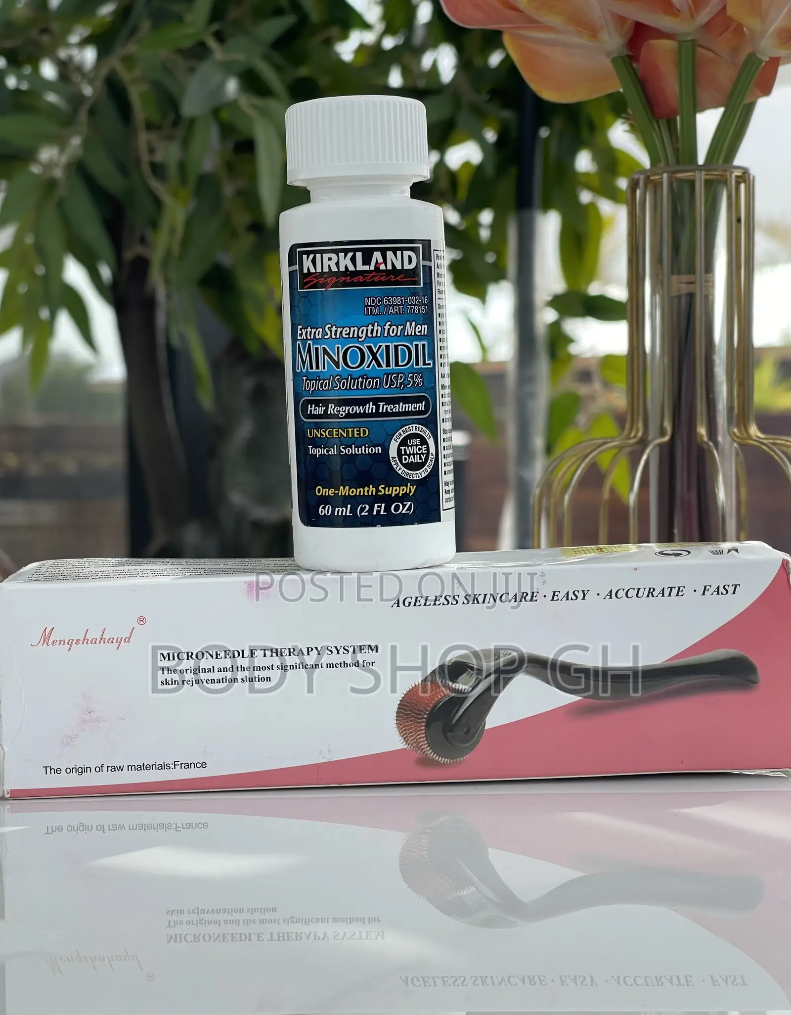 Undiluted Kirkland Minoxidil + Derma Roller for Beard Growth