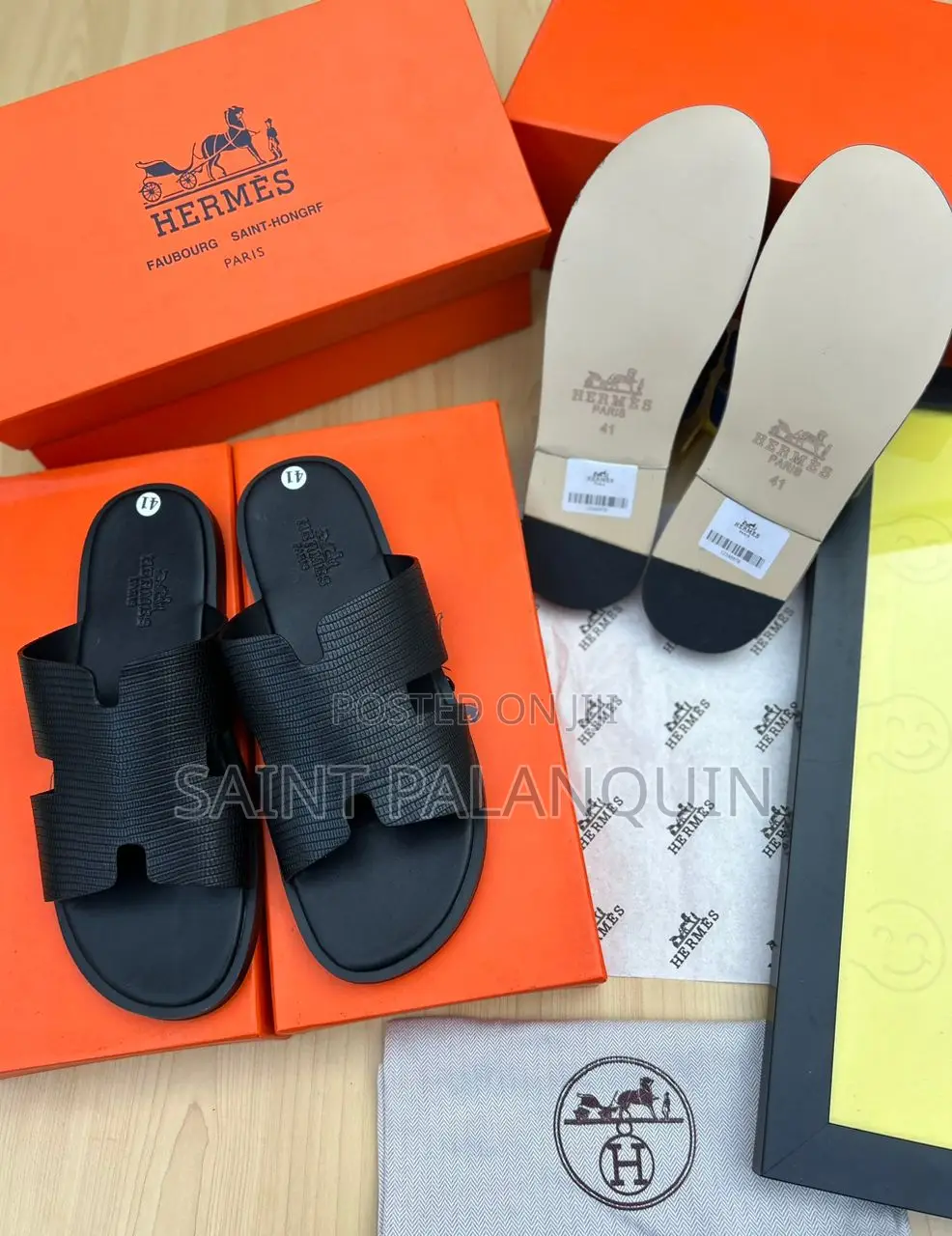 Quality Men Hermes Rough Slippers
