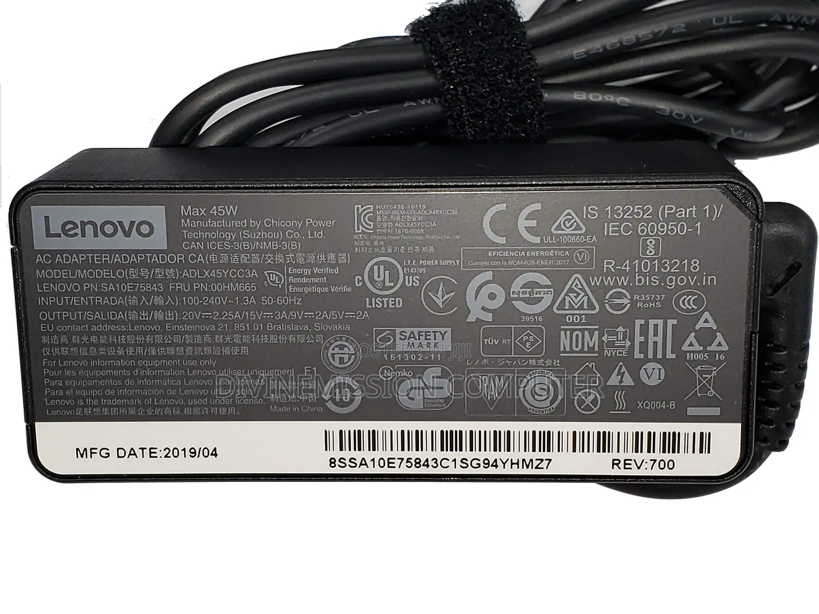 Lenovo Type C 45w 20v/15v/9v/5v Laptop Charger
