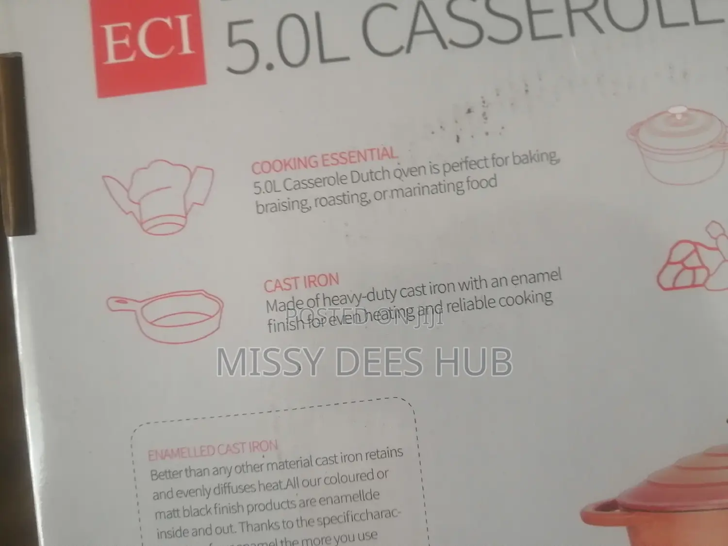 5L Heavy Duty Enamelled Cast Iron Casserole