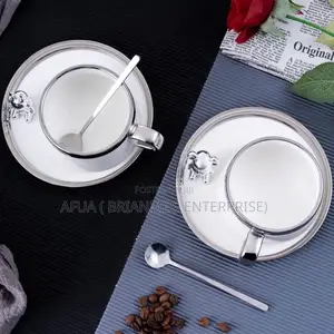 Luxury Ceramic Coffee Mug With Underplate and Spoon.