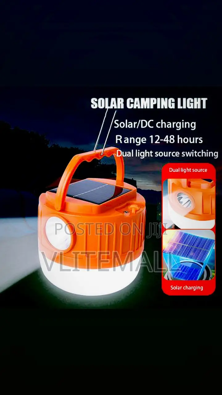 LED Rechargeable Lamp With Solar Panel + Flashlight (Small)