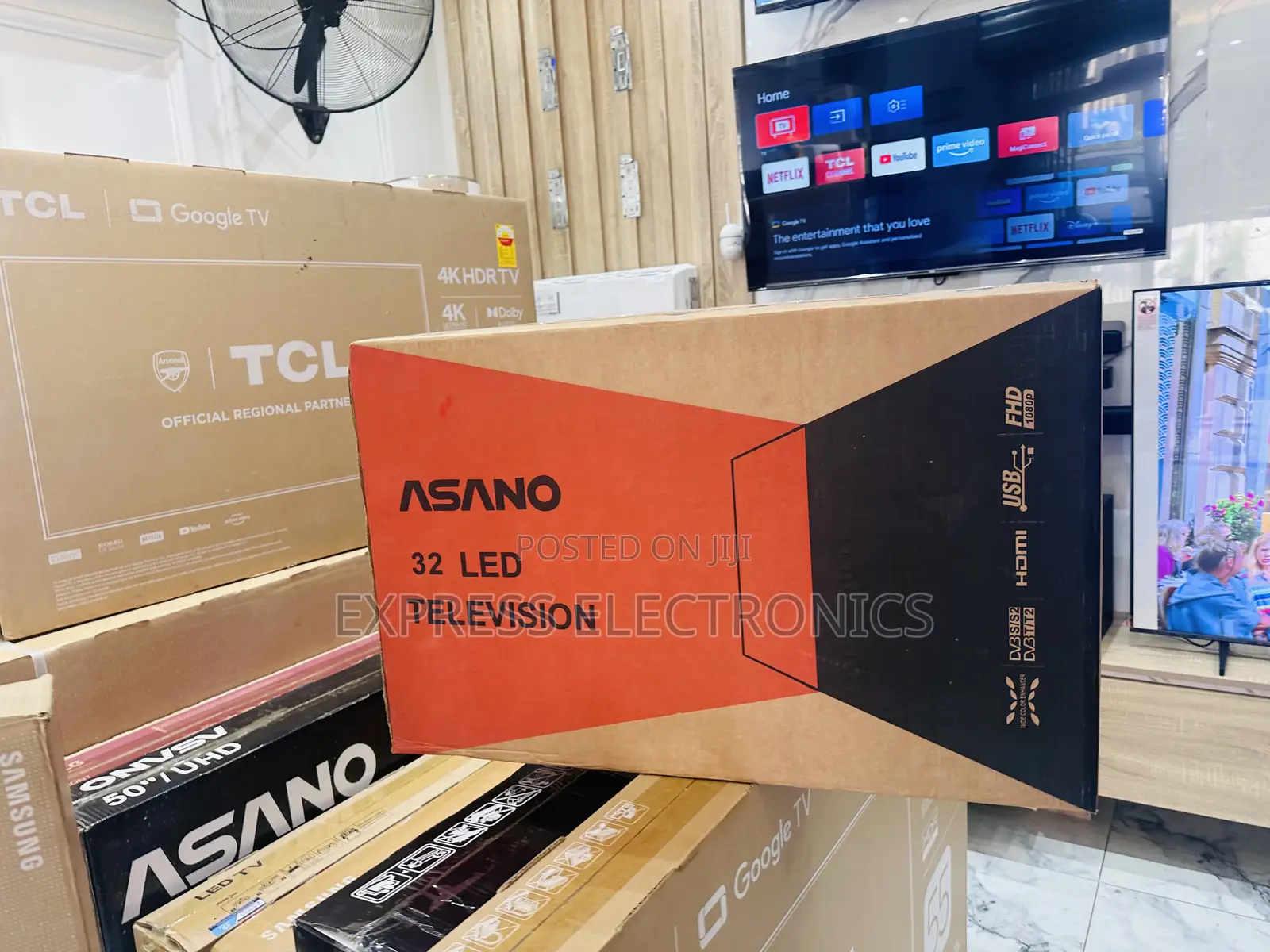 Glossy Slim Sleek Black Asano 32” FHD Satellite Smart