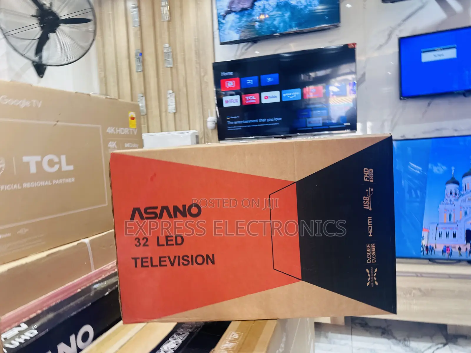 Glossy Slim Sleek Black Asano 32” FHD Satellite Smart