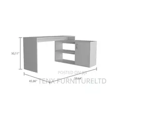 L-Shaped Computer Desk With Open and Closed Storage