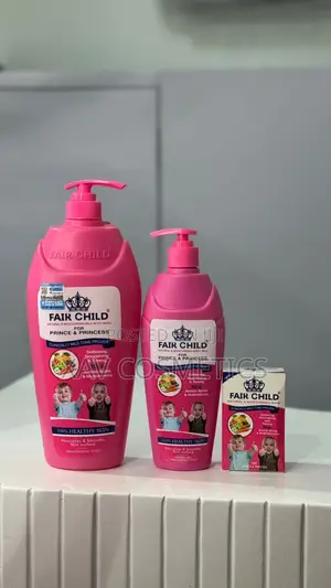 Fair Child Lotion, Wash and Bar Soap. Pink