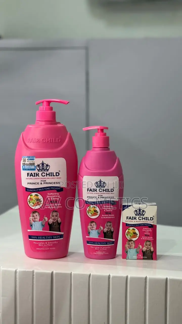 Fair Child Lotion, Wash and Bar Soap. Pink