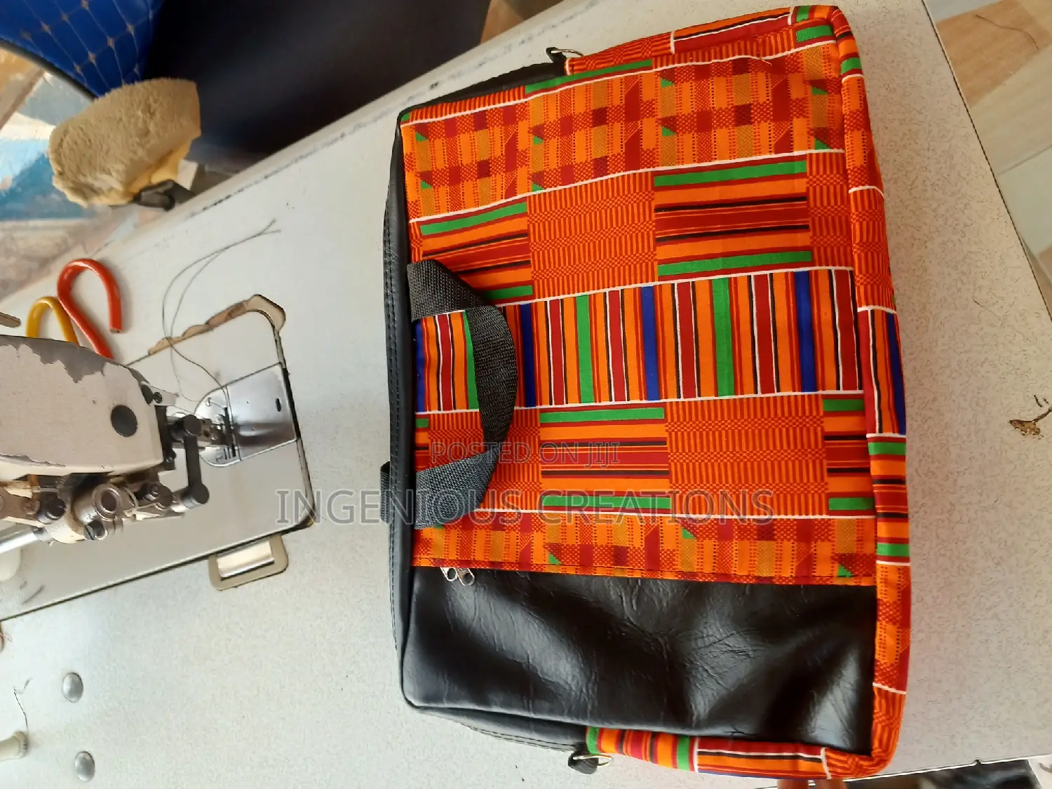 African Print /Leather Laptop Bag