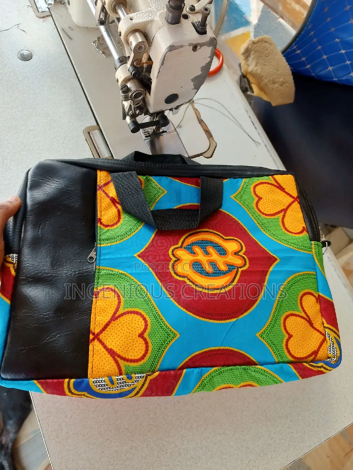 African Print /Leather Laptop Bag
