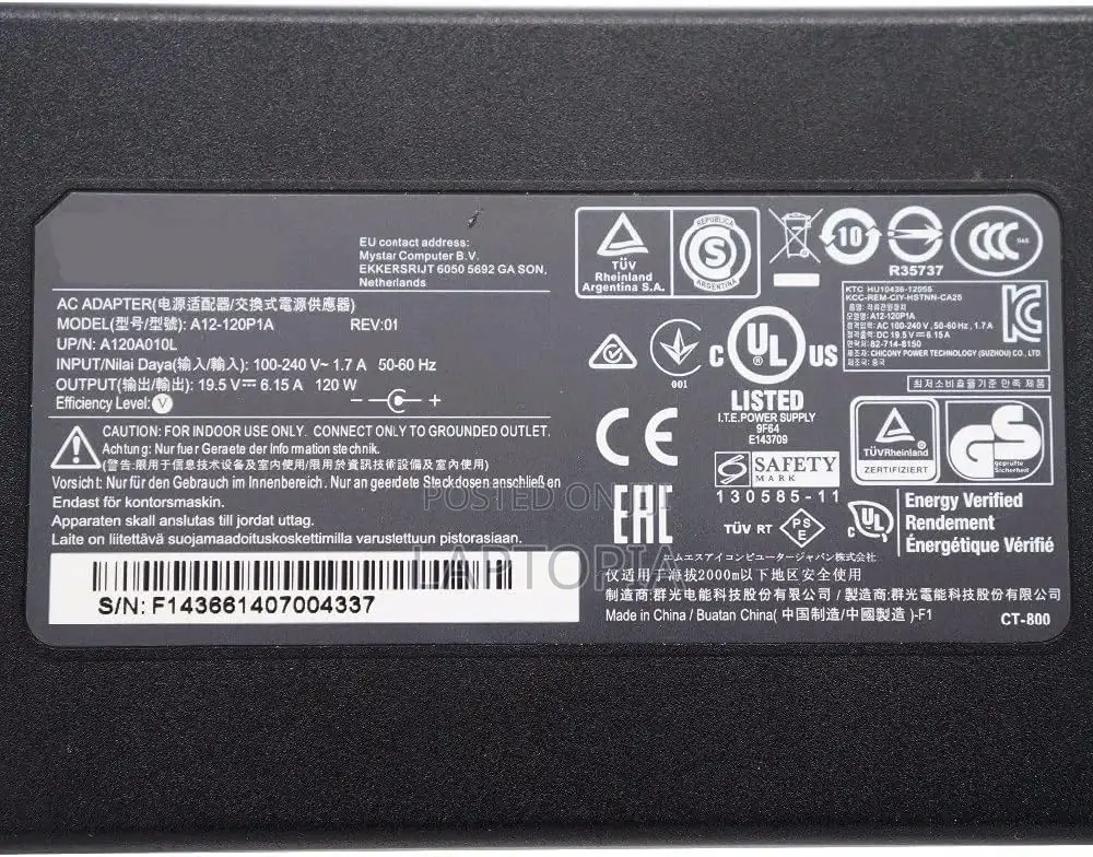 Original MSI 120W Laptop Charger