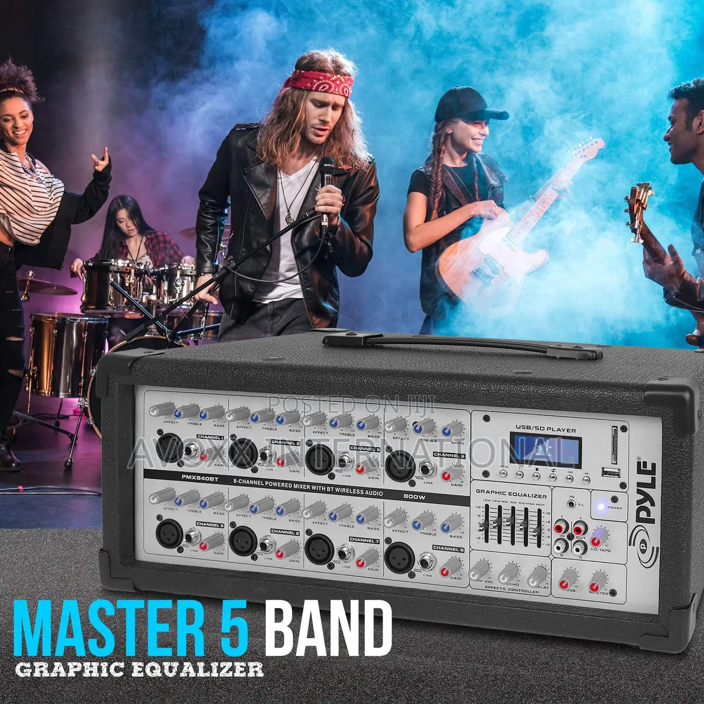 Pyle 8-ch.Bluetooth Stage Powered Mixerpro Audio Sound Mixer