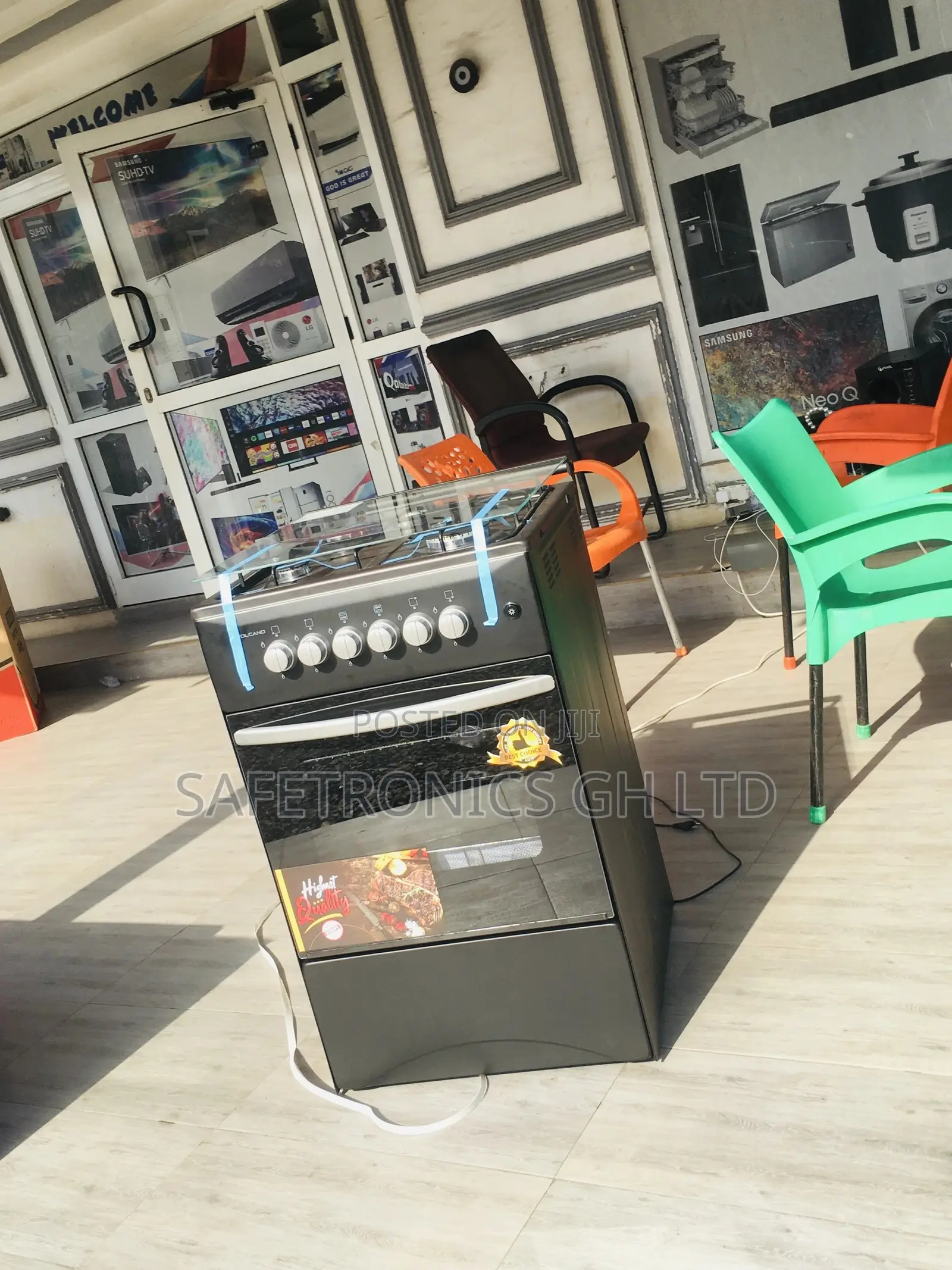 50x50 Oven With Grill Volcano Black 4 Gas Cooker
