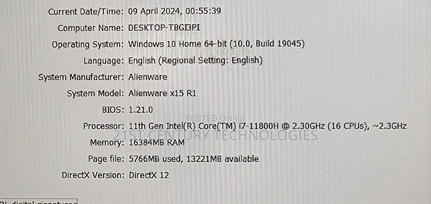Laptop Dell Alienware X15 R1 16GB Intel Core I7 SSD 1T