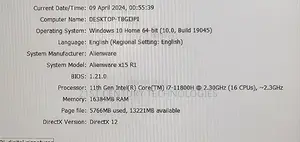 Laptop Dell Alienware X15 R1 16GB Intel Core I7 SSD 1T