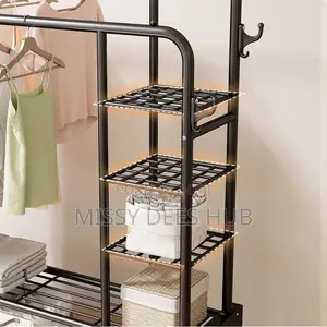 Double Pole Hanger With Shelves