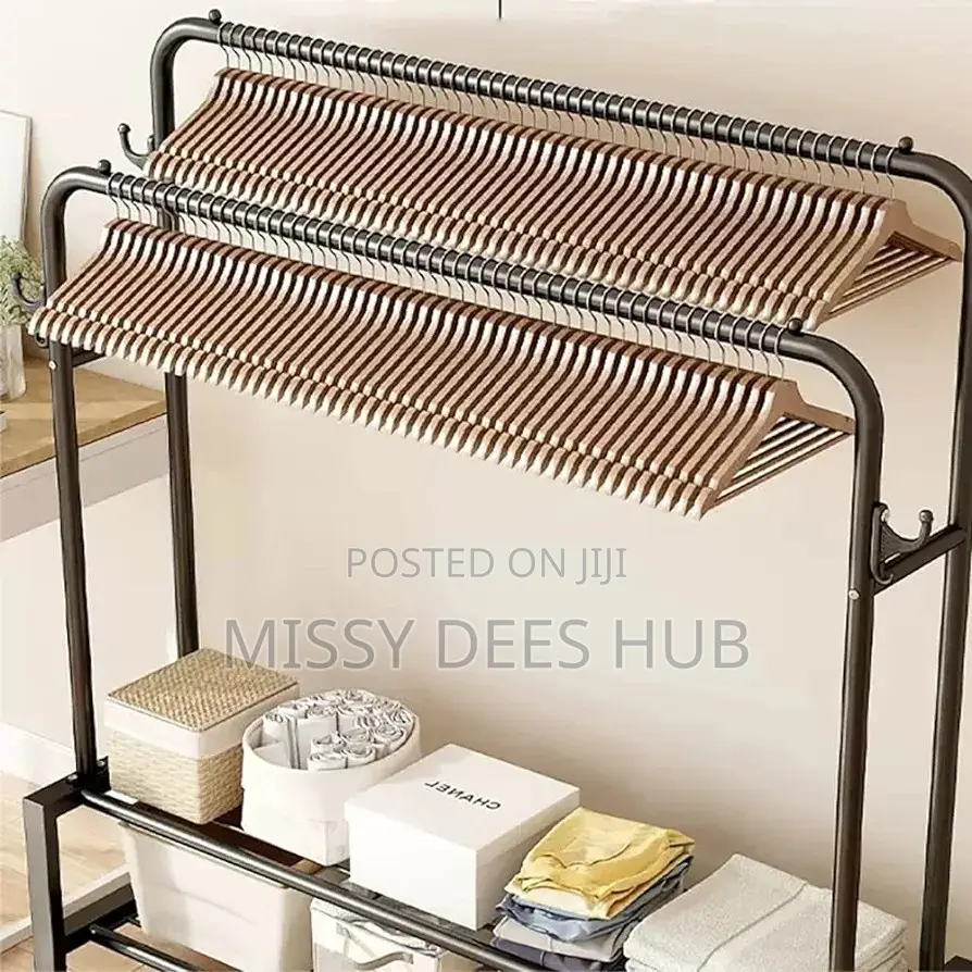 Double Pole Hanger With Shelves