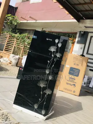 Pearl PF-17T Black Doubledoor Glass Topfreezer Fridge