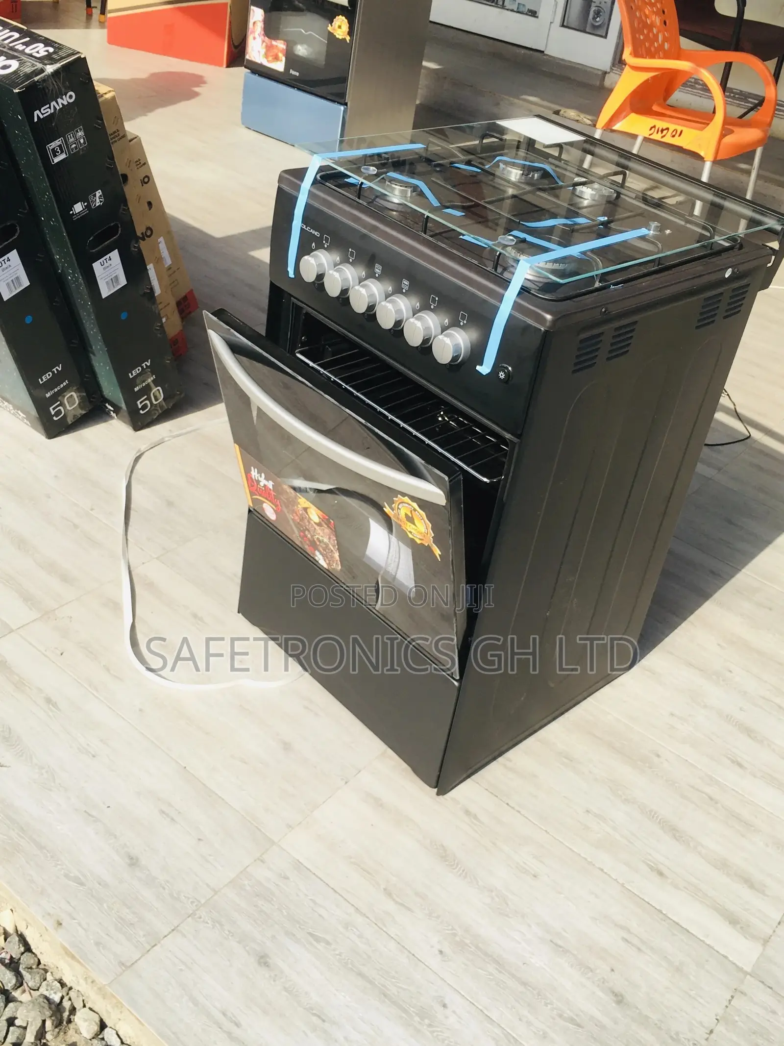 Oven With Grill 4 Gas Cooker 50x50 Black Volcano