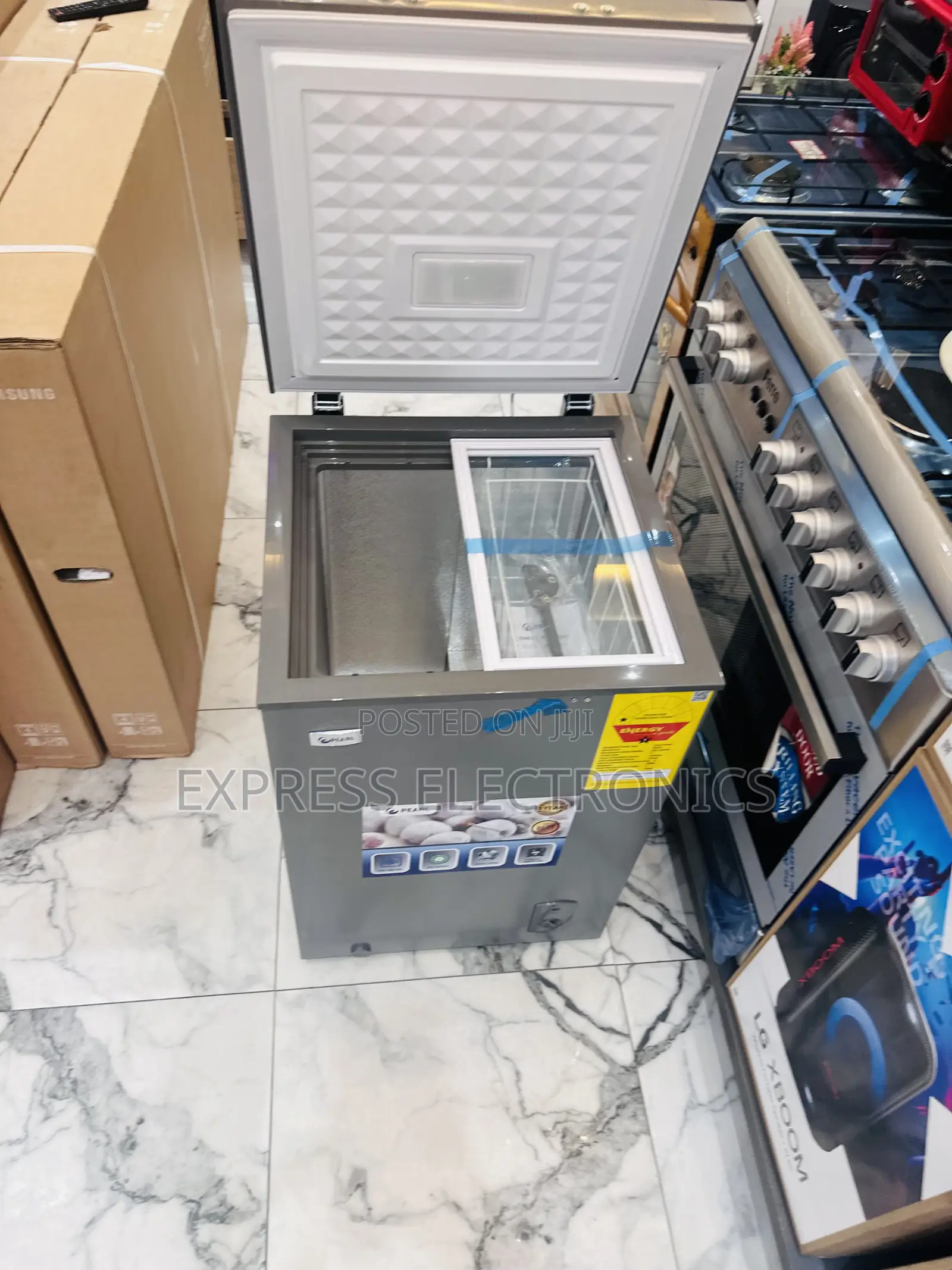 Text Us for Your Chest Freezer Single Door 100L Pearl Grey.