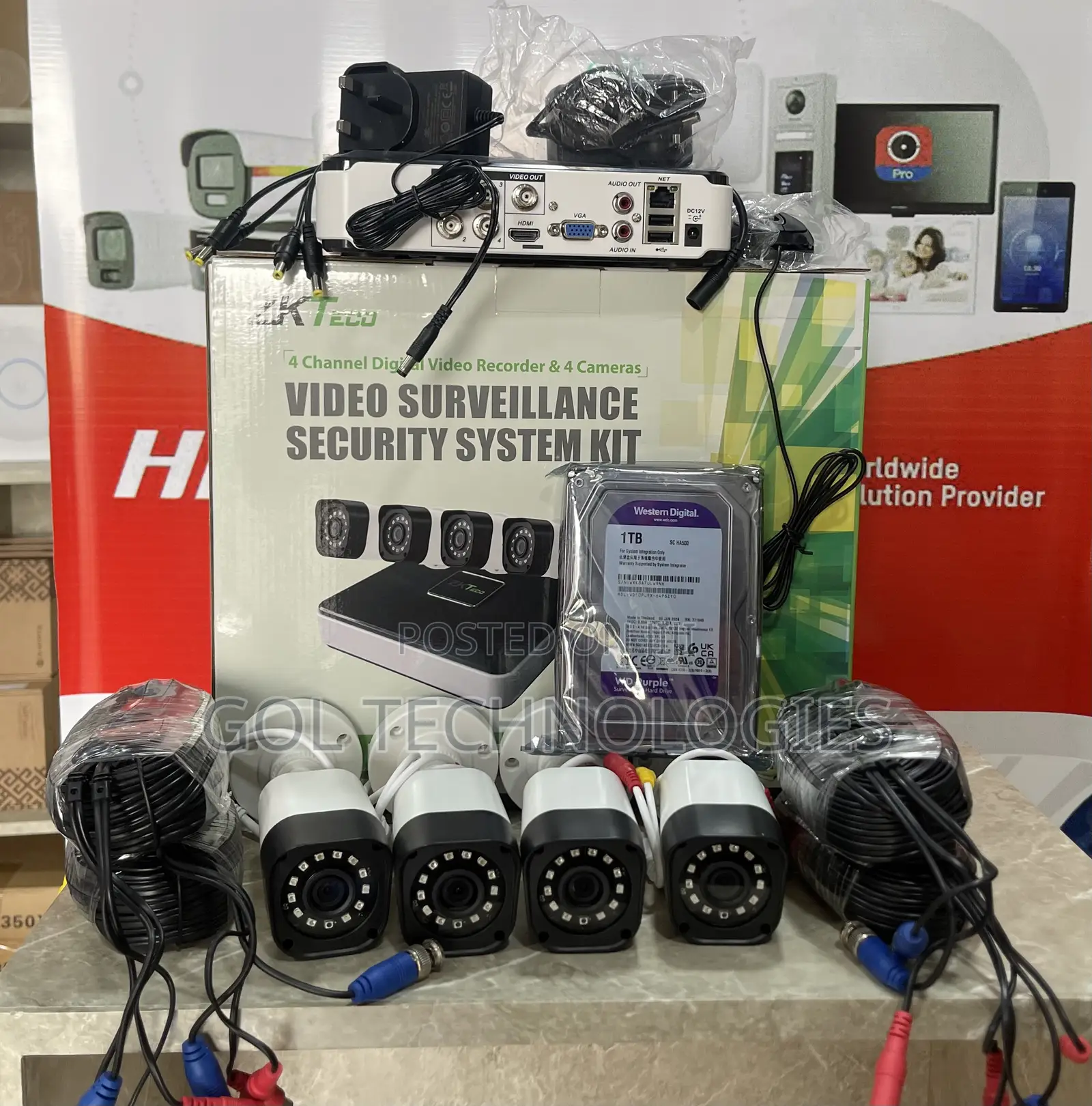 4ch Complete Kit or Set With 1tb Surveillance HDD Zkteco