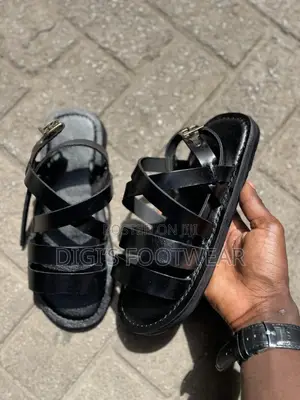 Black Crossed Leather Sandals